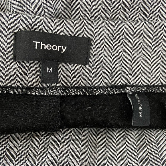 Theory Grey Knit Herringbone Skinny Pull on Pants Leggings sz M Wool blend - Picture 4 of 5